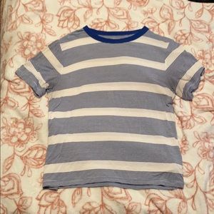 blue n white striped american eagle shirt